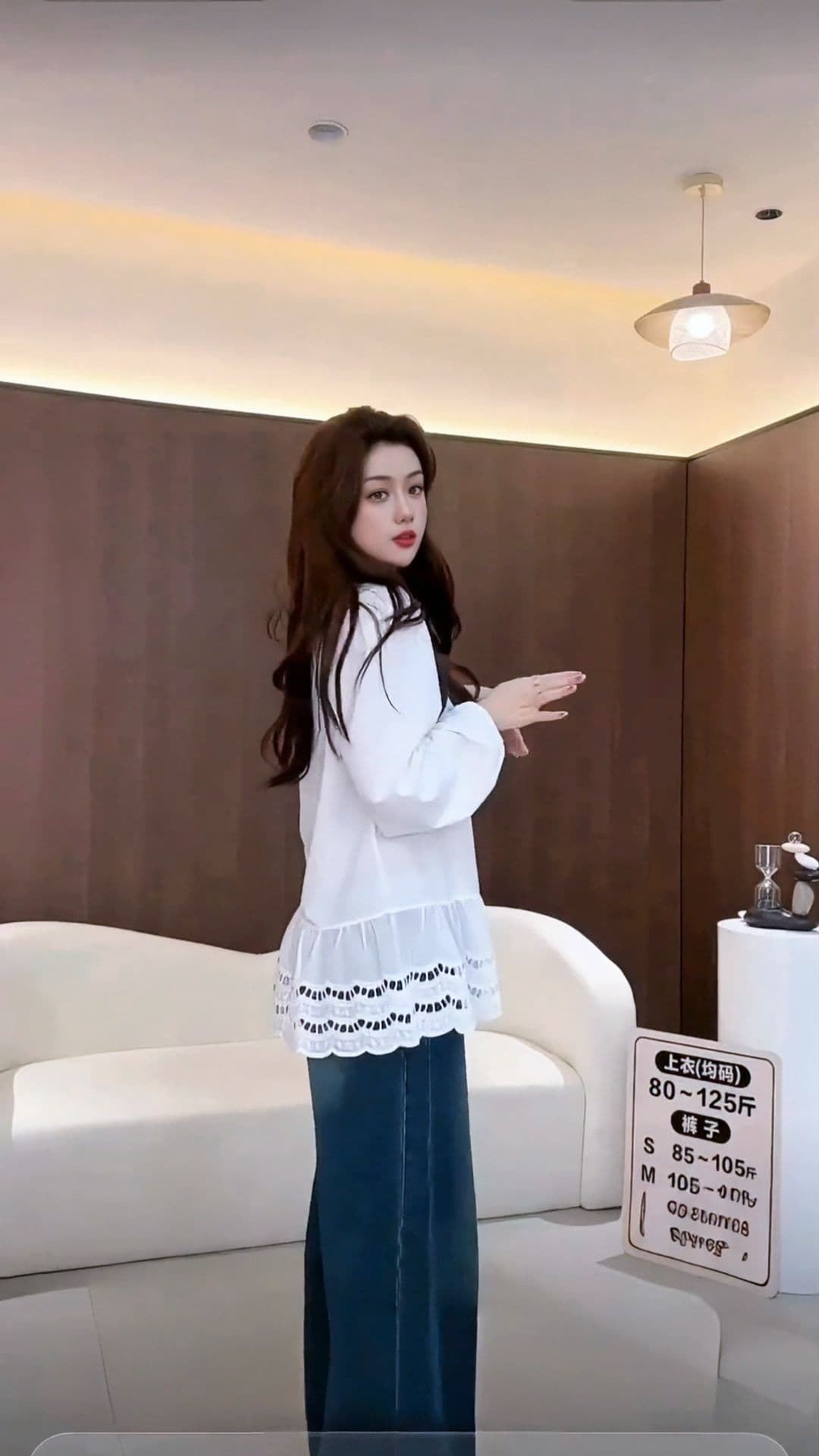 chic 면 프릴 레이스 조각 긴팔 여성 셔츠 가을 한 부서 중간 길이 슬림해 보이는 화이트 작은 대중 맨위 이미지 2