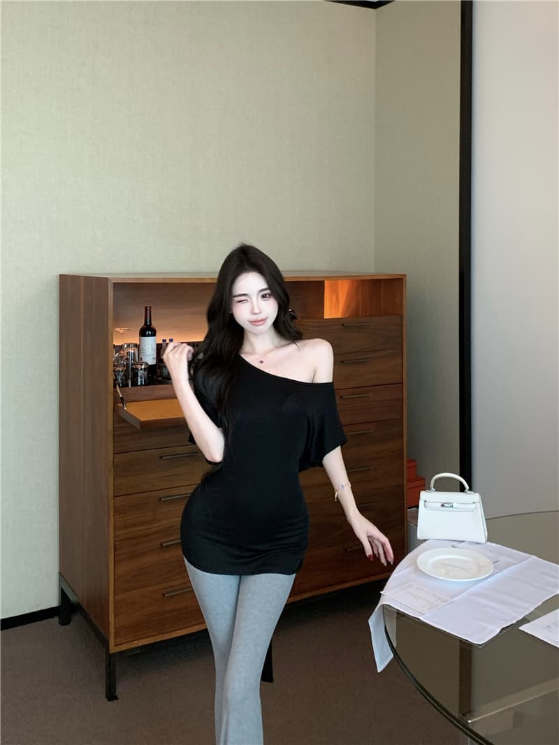 실사 정가 순수한 욕망 핫걸 전후 둘 착용 캐주얼 세트 여성 품격 몸매 가꾸기 반팔 맨위 부츠컷 바지 트렌디 상세 이미지 19