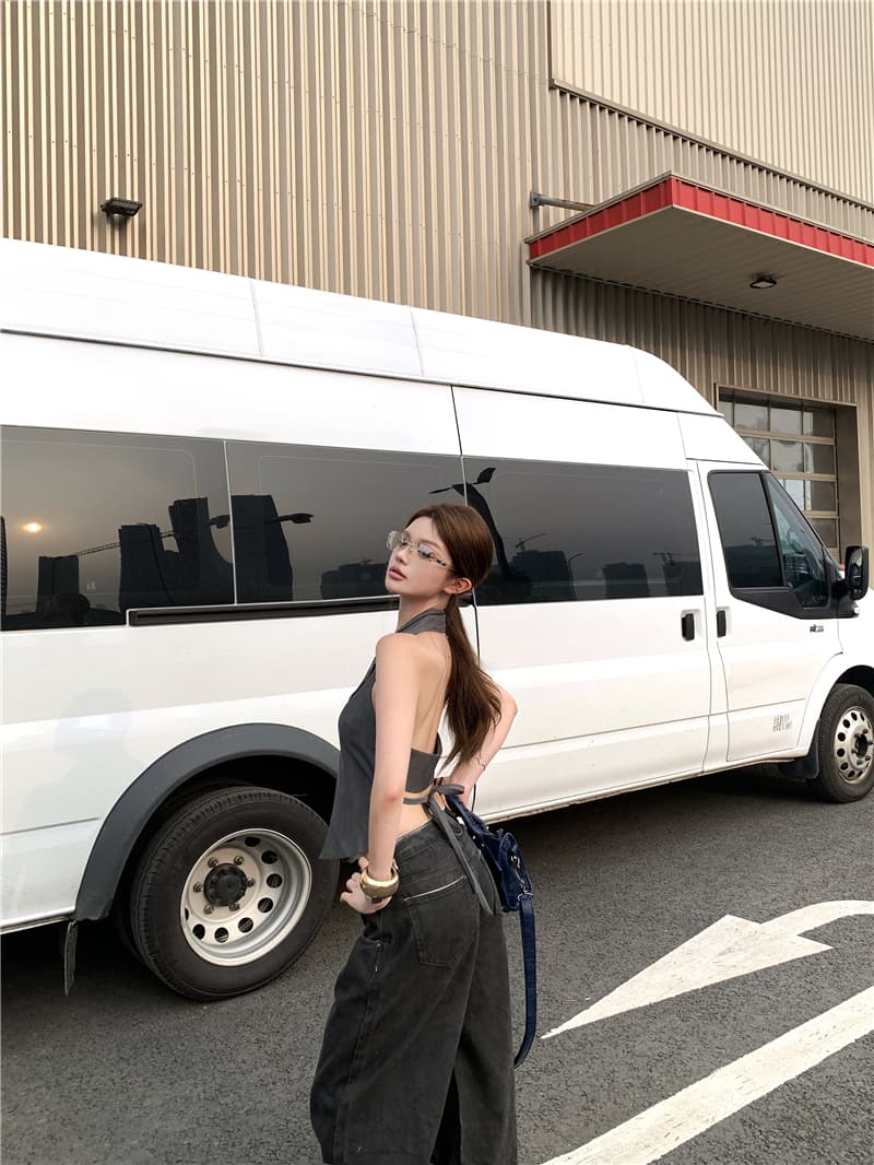 실사 아메리칸 레트로 마 오래된 블랙아웃 잉크젯 코팅 청바지 여성 핫걸 디자인 센스 슬림해 보이는 바닥 청소 긴 바지 상세 이미지 9