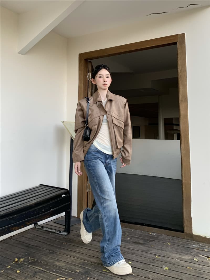 실사 정가 아메리칸 로우 웨이스트 청바지 여성 가을 새로운 레트로 넓은 다리 다용도 슬림해 보이는 부츠컷 캐주얼 바지 상세 이미지 12