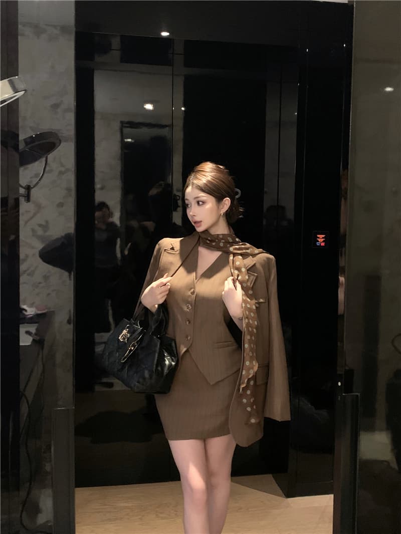 실사 한국 스타일 품격 베스트 블레이저 고급 미니 스커트 여성 의류 로얄 자매 출퇴근 패션 세트 트렌디 상세 이미지 14