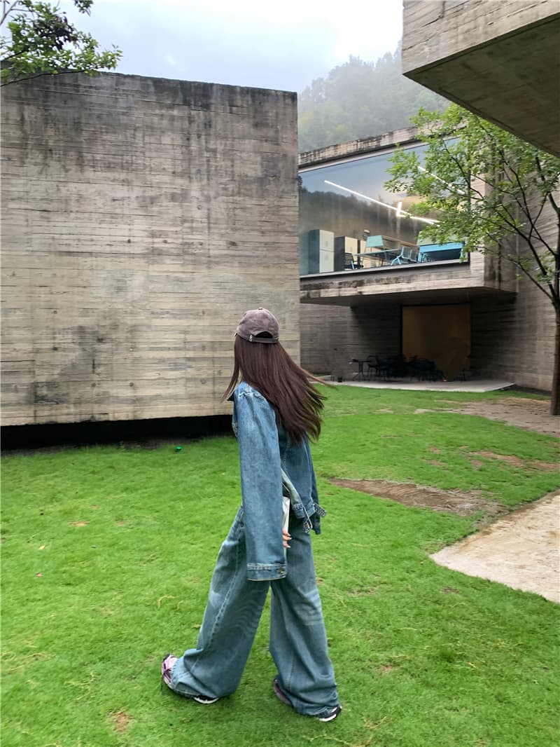실사 느슨함 센스 캐주얼 데님 재킷 긴 바지 세트 여성 레트로 긴팔 재킷 바지 달콤한 차가운 투피스 세트 상세 이미지 17