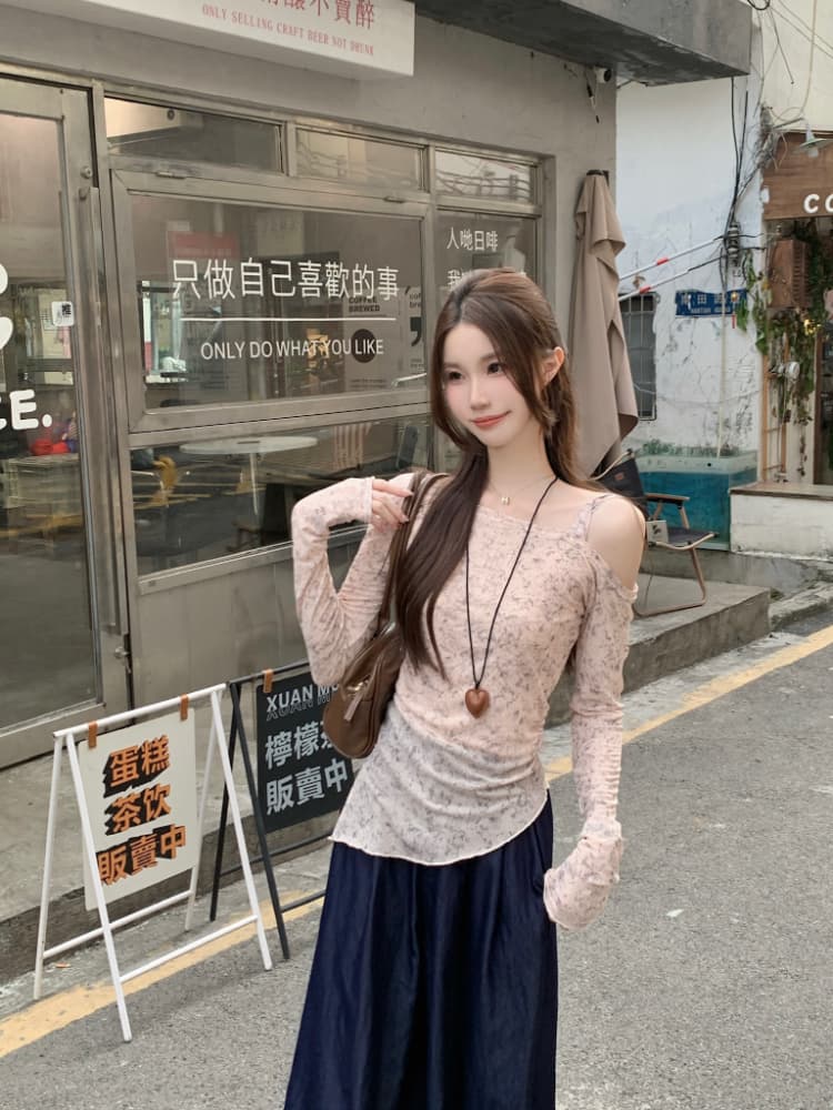 실사 정가 레트로 헤일로 염색 프릴 비스듬한 어깨 작은 셔츠 여성 한 부서 디자인 센스 순수한 욕망 바람이 아닙니다. 규칙 맨위 상세 이미지 8