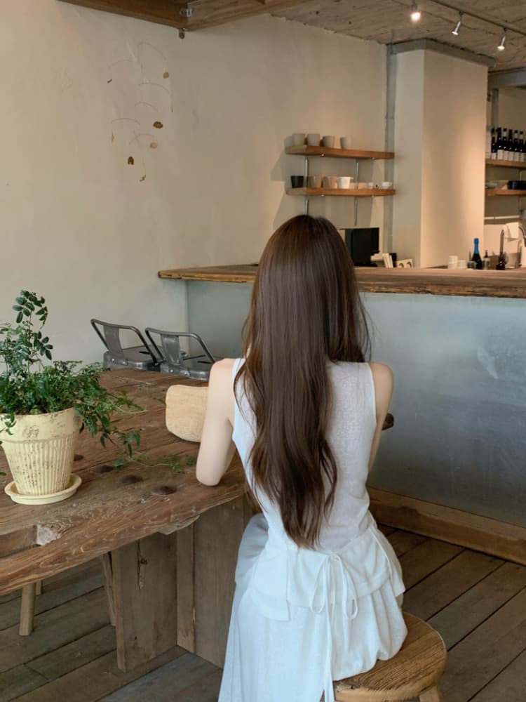 실사 정가 한 부서 품격 십자가 스트랩 허리 수축 작은 셔츠 민소매 조끼 하이웨이스트 한 마디 반신 치마 세트 상세 이미지 7