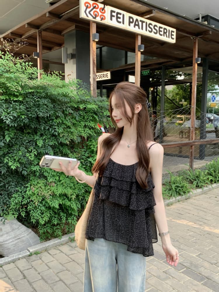 실사 정가 디스플레이 화이트 빨간색 맨위 프랑스식 소녀 바람 프릴 보트넥 오프숄더 슬립 쉬폰 작은 셔츠 상세 이미지 11