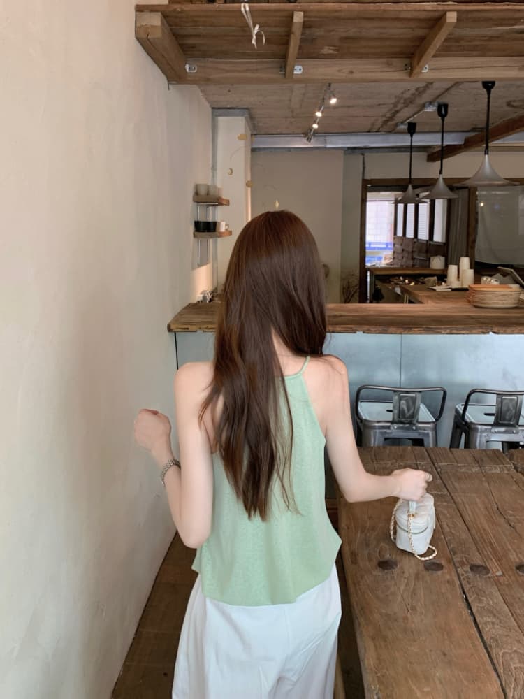 실사 정가 휴가 바람 프랑스식 품격 작은 여자 행침 목 조끼 루즈핏 흔들다 칼라 백리스 페이크 레이어드 슬립 상세 이미지 17