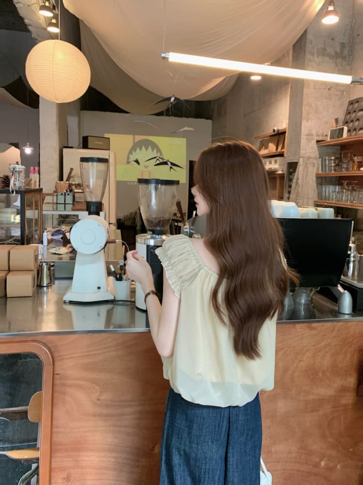 실사 정가 휴가 바람 한 부서 달콤함 루즈핏 연령 감소 작은 셔츠 여성 오프숄더 밴딩 레이스업 품격 맨위 상세 이미지 3