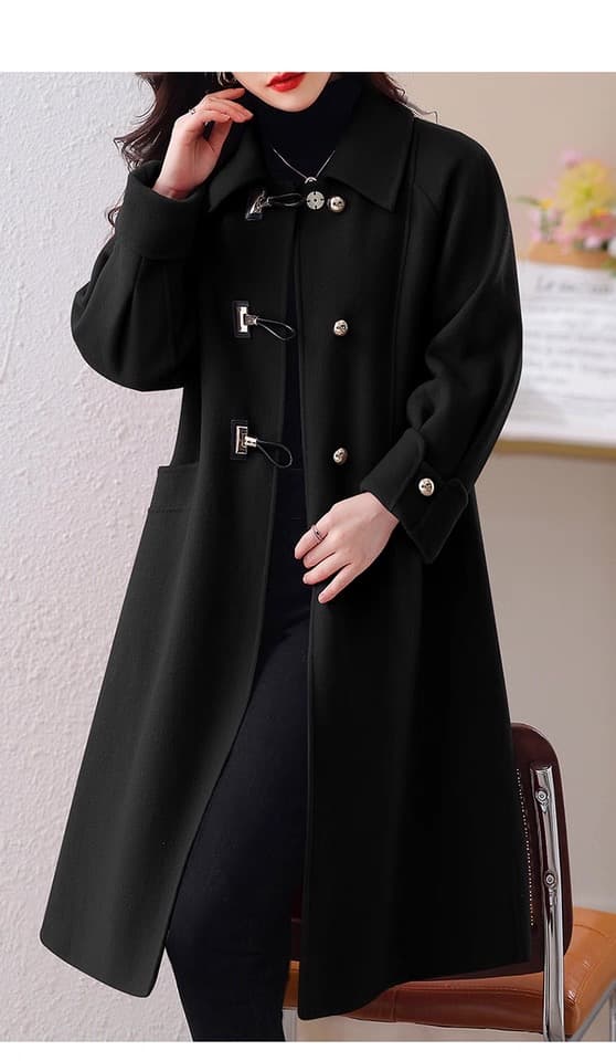 빨간색 코트 여자 중간 롱 코트 2025 겨울 새로운 루즈핏 베이비 칼라 결혼 작은 키 울 코트 상세 이미지 19