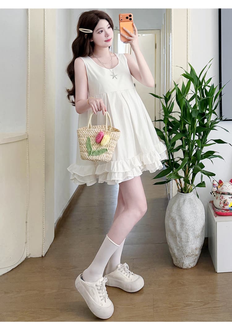 실사 여름 루즈핏 u 칼라 드레스 상세 이미지 20