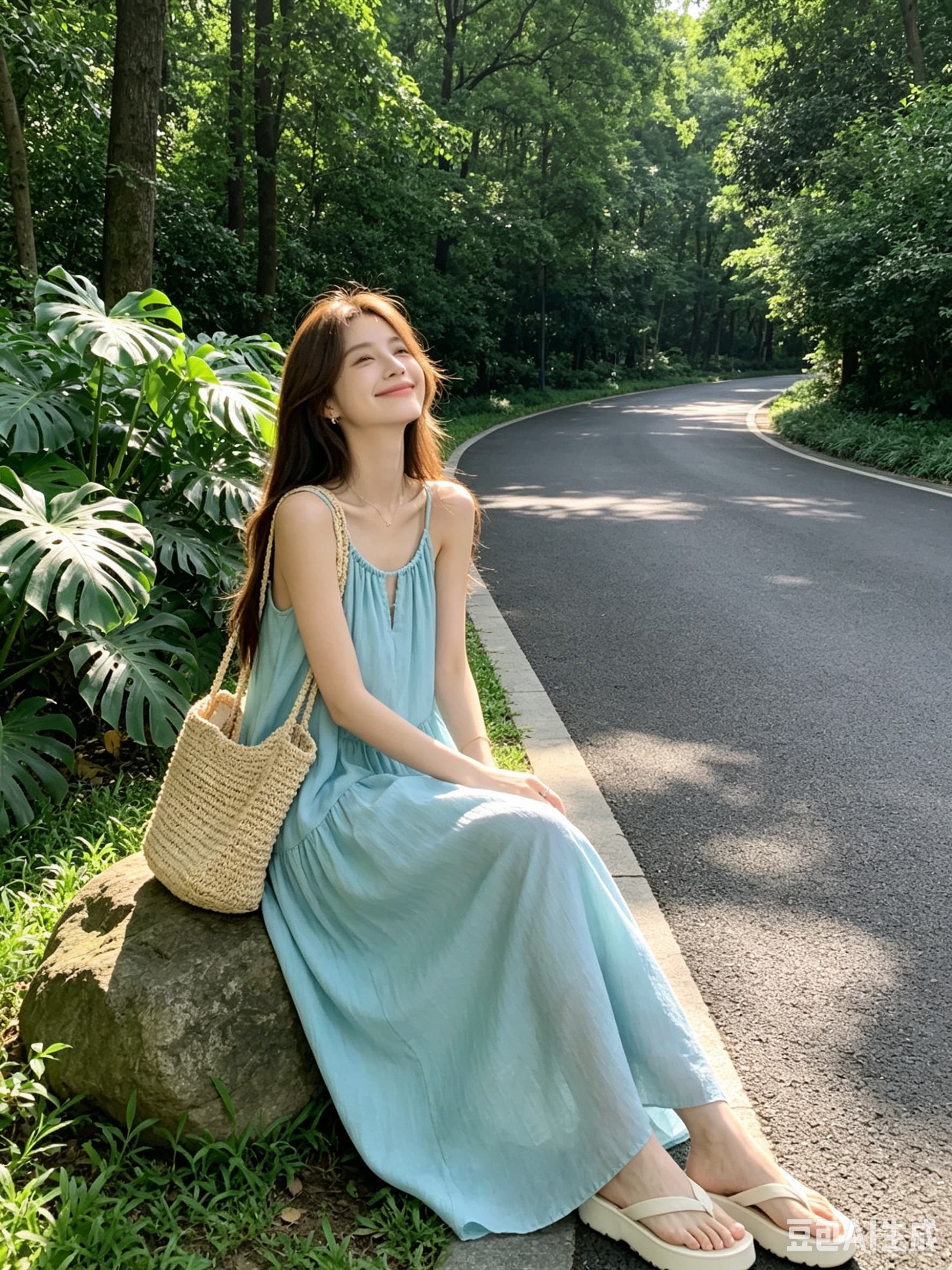 실사 프랑스식 임산부 행침 목 드레스 여름 얇은 스타일 루즈핏 아니요 르 배 임신 기간 웨어러블 큰 진자 롱 스커트 상세 이미지 2