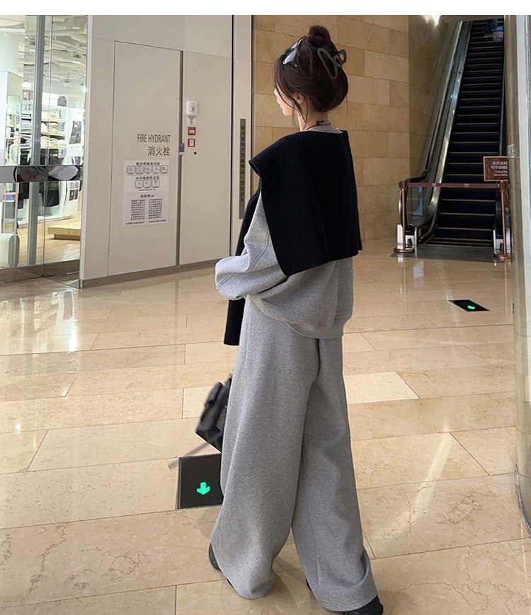 지금 한 부서 느슨함 센스 임산부 후드티 세트 가을 의상 벨트 숄 루즈핏 슬림해 보이는 넓은 다리 웨이 바지 상세 이미지 12