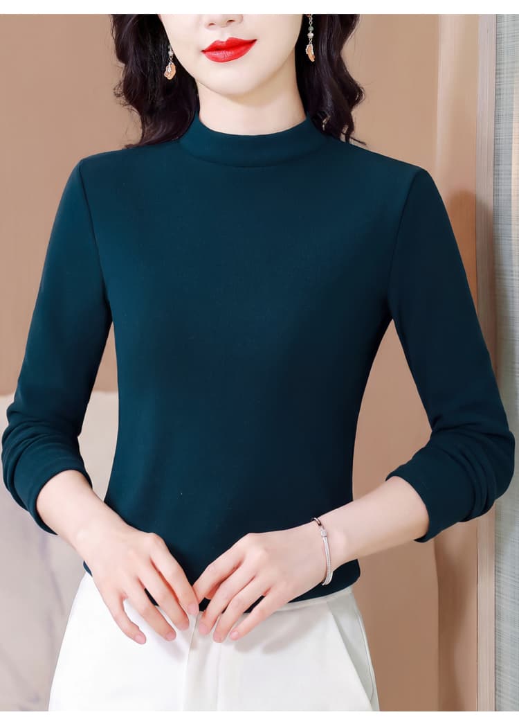 실사 2026 가을 겨울 패션 몸매 가꾸기 양면 De 플러시 기본 셔츠 여성 외국 가스 보온 인사이드 가져 가라. 반하이넥 맨위 상세 이미지 12