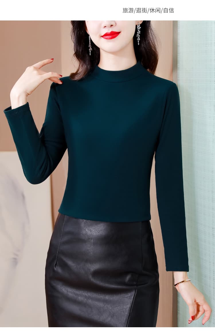 실사 2026 가을 겨울 패션 몸매 가꾸기 양면 De 플러시 기본 셔츠 여성 외국 가스 보온 인사이드 가져 가라. 반하이넥 맨위 상세 이미지 13
