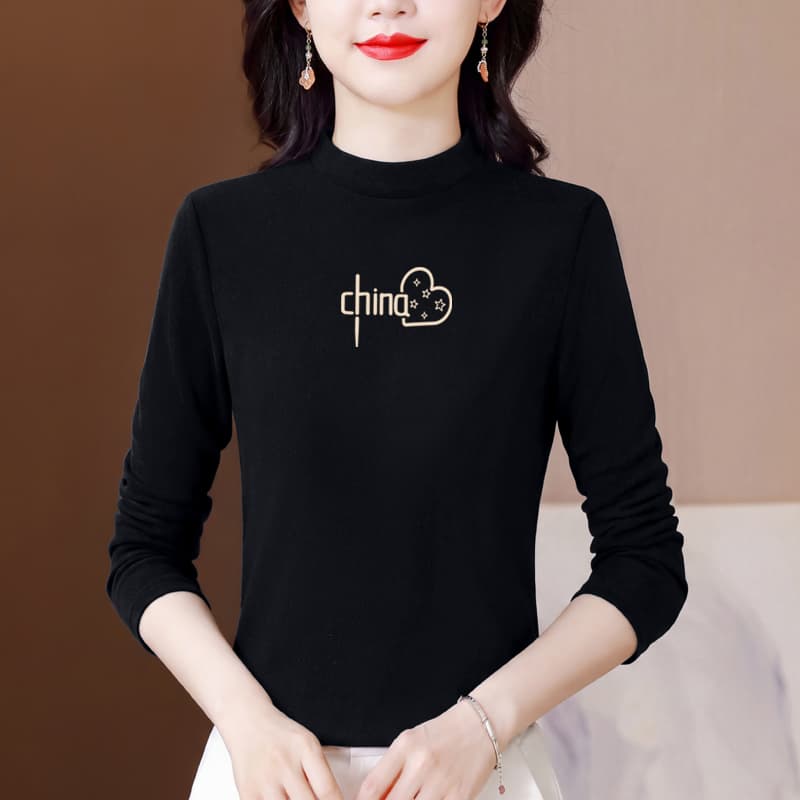 실사 2026 가을 겨울 새로운 양면 De 플러시 두꺼운 반하이넥 긴팔 티셔츠 인사이드 가져 가라. 어머니 드레스 맨위 여성