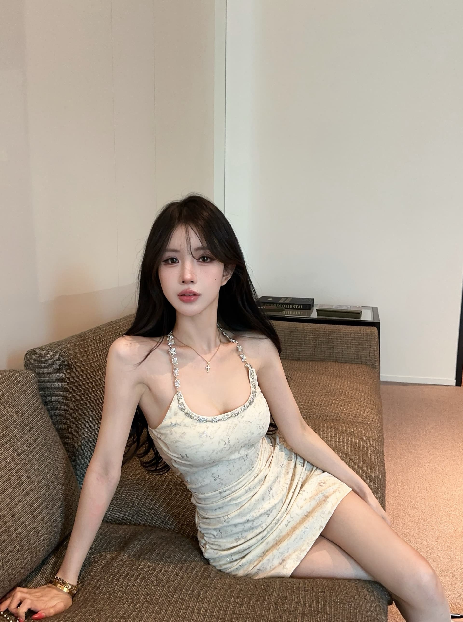 실사 정가 나비 훈련 체인 행침 목 드레스 핫걸 바람 몸매 가꾸기 백리스 슬립 타이트 스커트 미니 스커트 상세 이미지 1