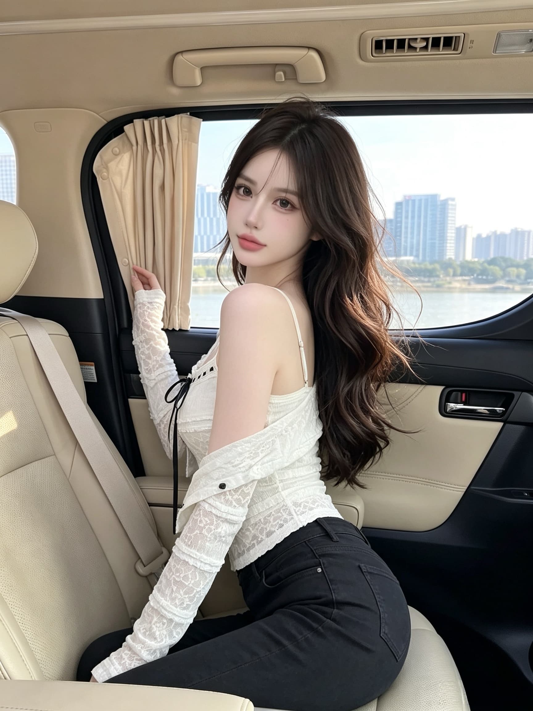 실사 화이트 순수한 색 욕망 홀로우 아웃 레이스 오픈 가디건 나비 매듭 스트랩 튜브탑 조끼 벨트 슬립 투피스 세트 맨위 상세 이미지 9