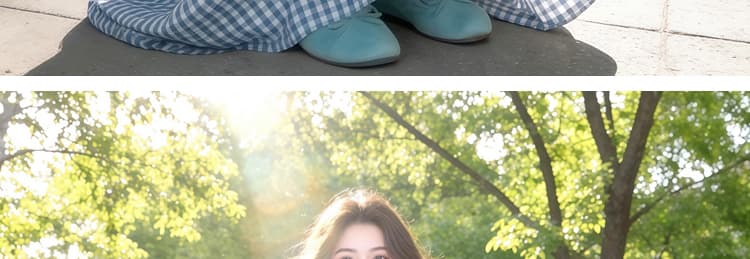 실사 임산부 드레스 여름 신제품 레트로 파란색 체크무늬 품격 드레스 패션 중간 길이 반팔 여성 상세 이미지 36