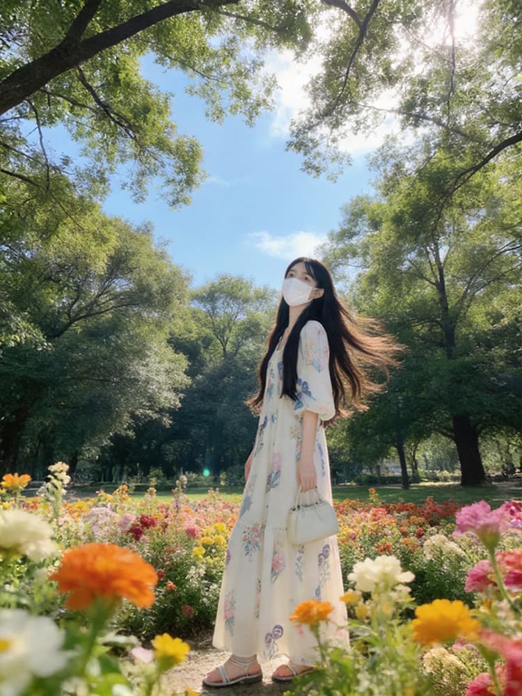 실사 여름 출산 착용 빅 사이즈 휴가 바람 드레스 품격 명문 여성 꽃무늬 거품 소매 V넥 아름다운 작은 치마 상세 이미지 9