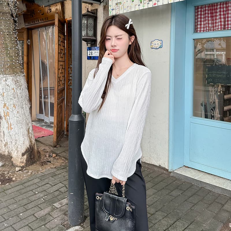 실사 출산 착용 가을 겨울 새로운 임산부 V넥 맨위