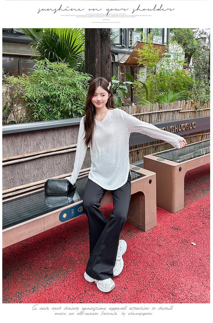 실사 출산 착용 가을 겨울 새로운 임산부 V넥 맨위 상세 이미지 6