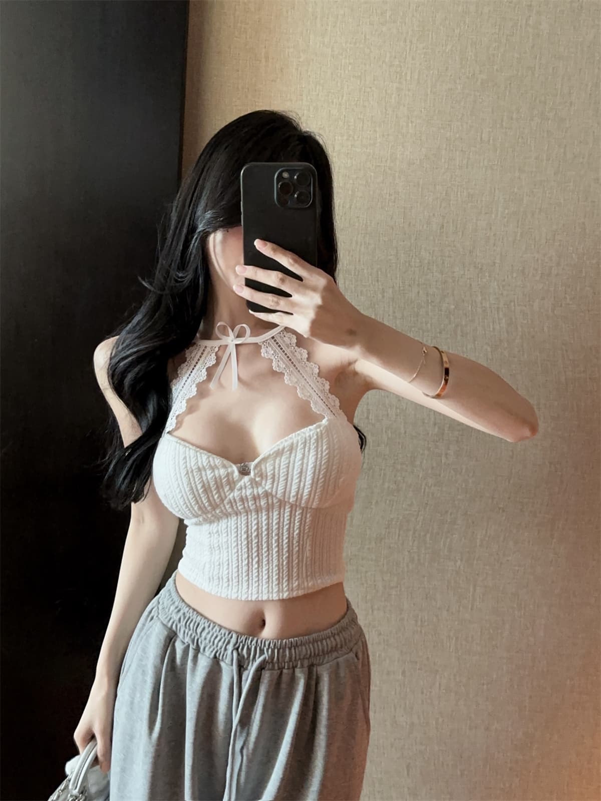 실사 정가 순수한 욕망 레이스 행침 목 패치워크 디자인 벨트 가슴 패드 아름다움 뒤쪽에 의류 여성 봄 여름 인사이드 가져 가라. 작은 조끼