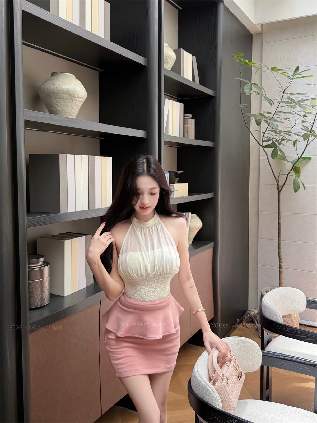 실사 정가 레이스 싸움 망사 행침 목 불규칙 맨위 프릴 반신 스커트 여성 패션 세트 여성 여름 상세 이미지 13