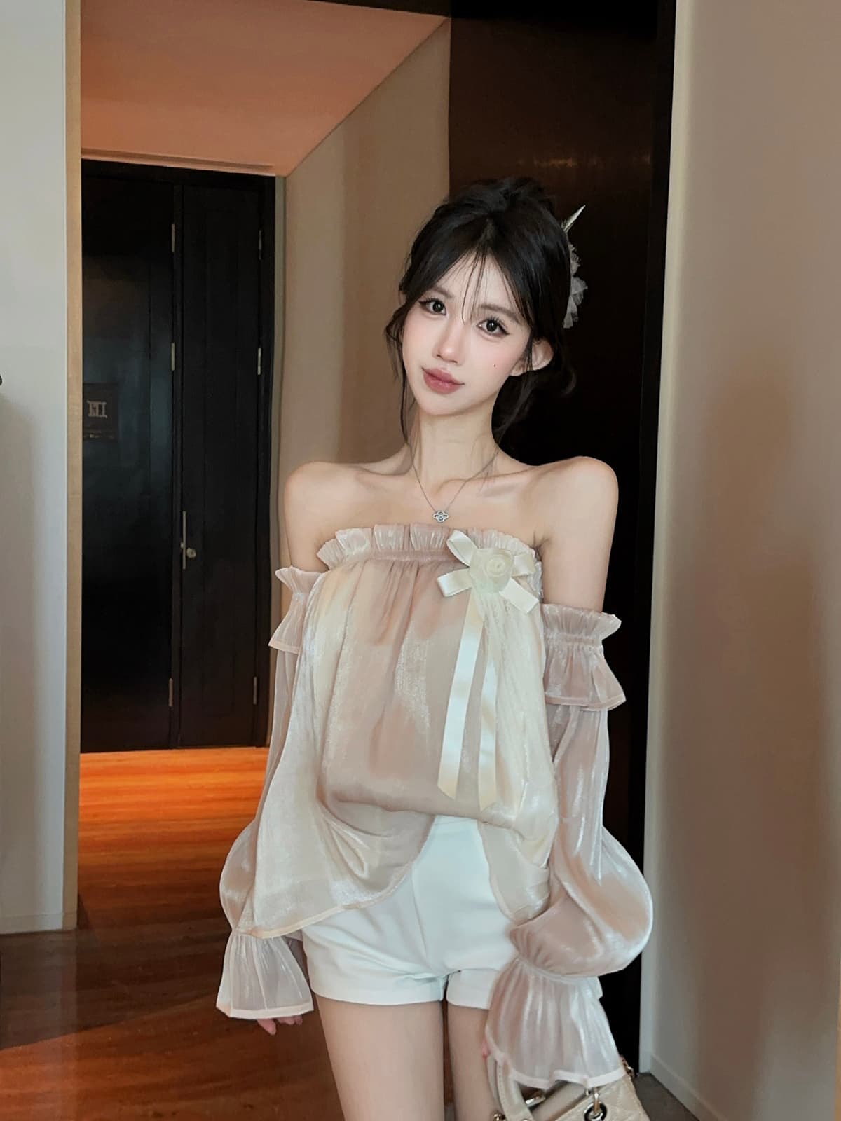 실사 정가 슬립 보트넥 깃발 그라데이션 맨위 긴팔 가을 셔츠 상세 이미지 5