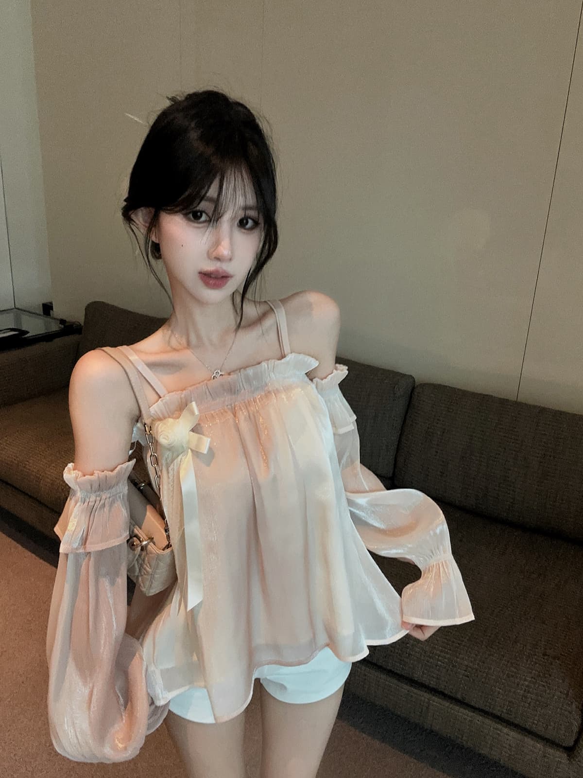 실사 정가 슬립 보트넥 깃발 그라데이션 맨위 긴팔 가을 셔츠 상세 이미지 10