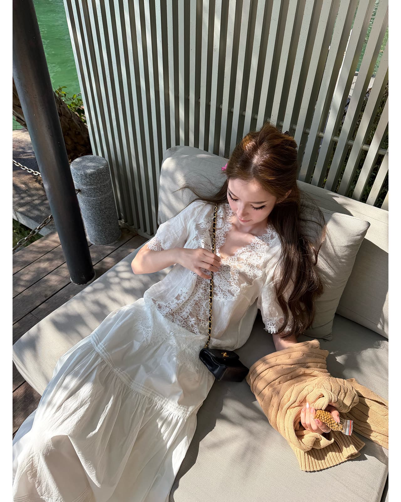 eewen la mode 무거운 작업 센스 레이스 라미 패치워크 반팔 슬림해 보이는 상세 이미지 20