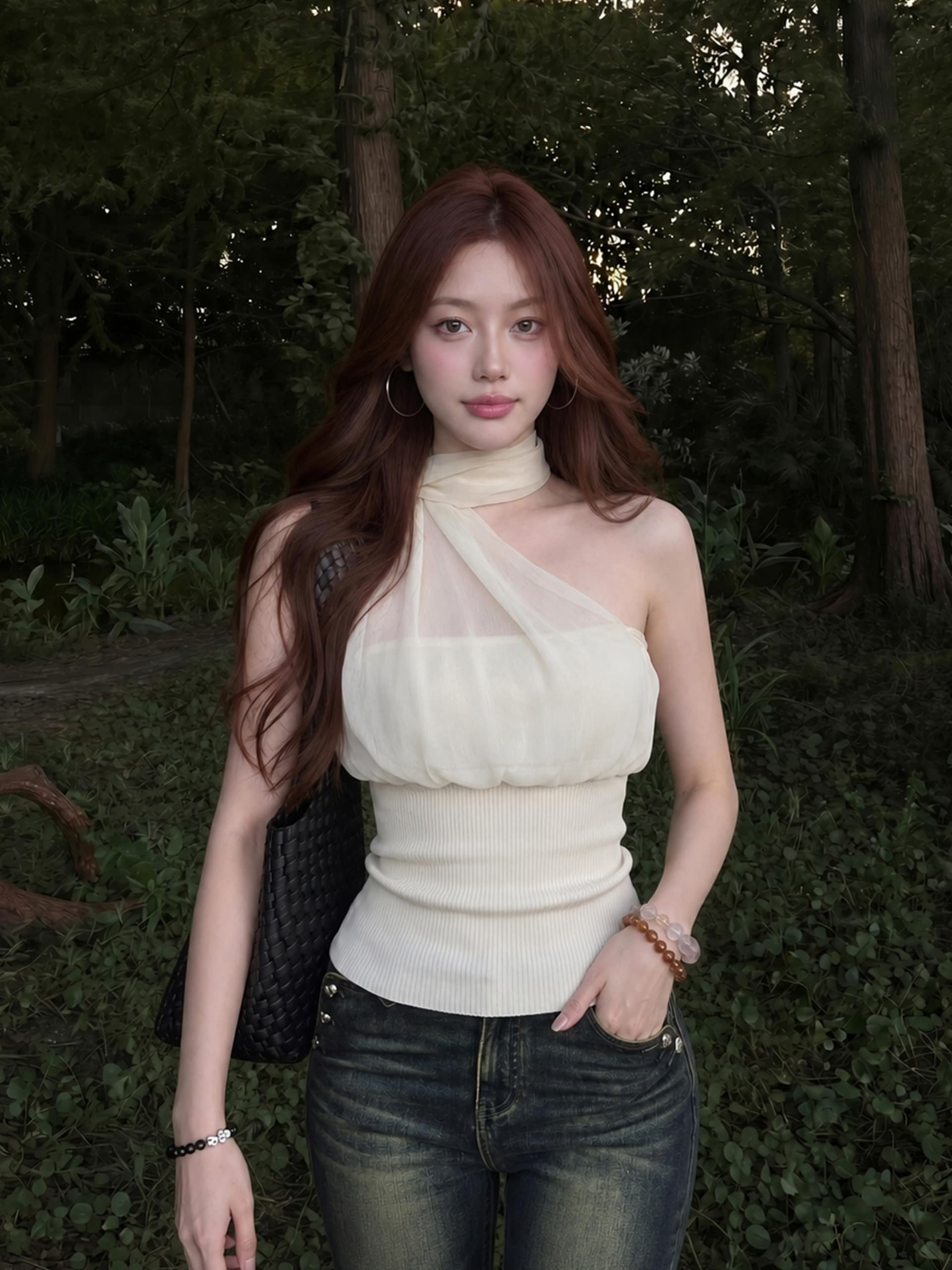 한 부서 부드러운 리본 행침 목 슬립 여성 주름 망사 패치워크 구덩이 기사 슬림해 보이는 타이트 순수한 욕망 바람 짧은 맨위 상세 이미지 8