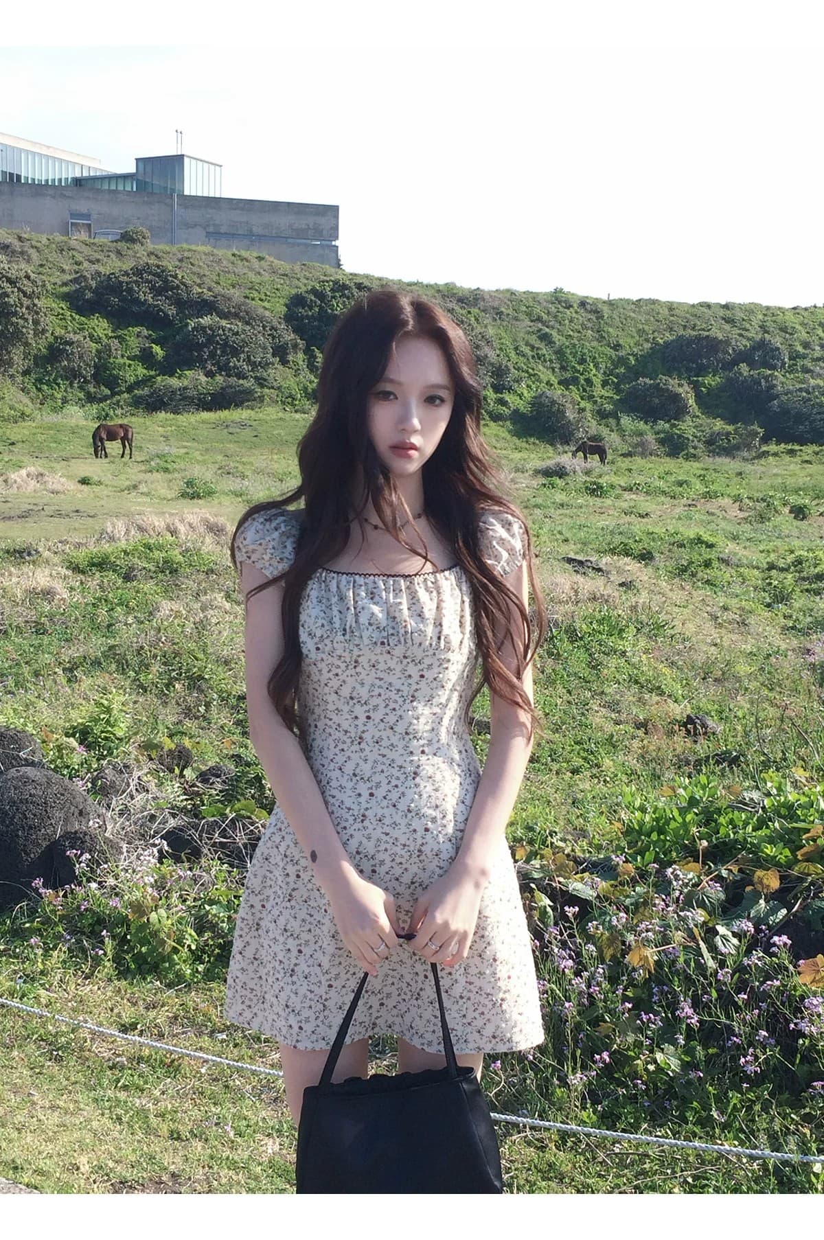 전원 바람 꽃무늬 쌀 색상 시스템 광장 칼라 허리 수축 여성 드레스 여름 프랑스식 부드러운 반팔 미니 스커트 상세 이미지 2