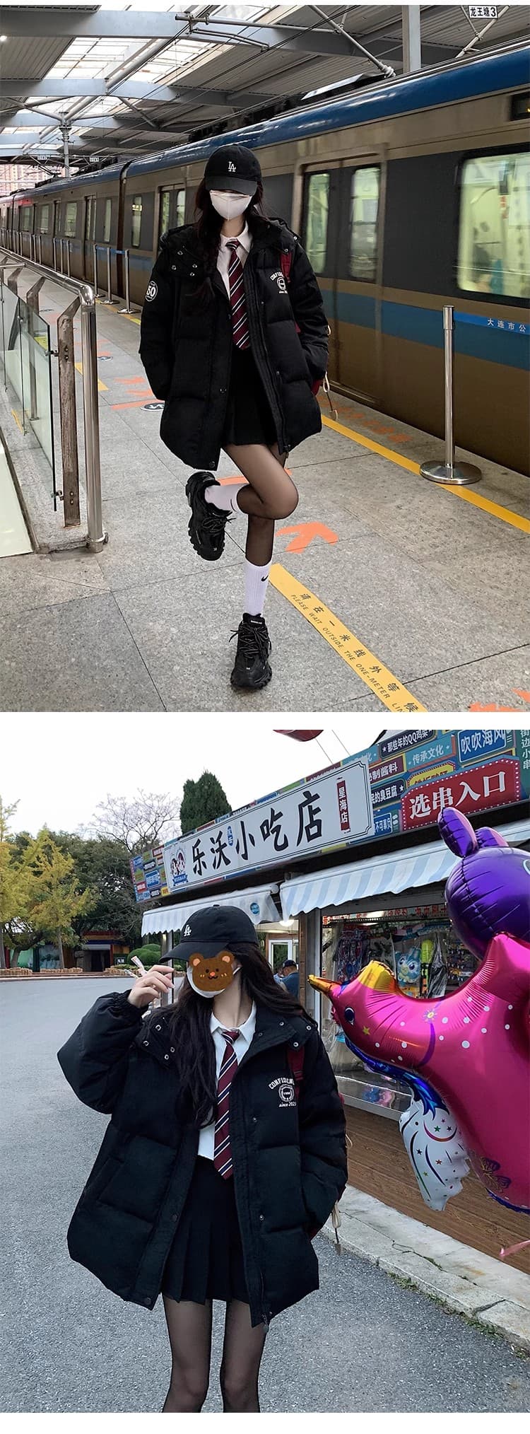 학원 스타일 검정색 쇼트 스타일 면 의류 여성 작은 키 겨울 2026 새로운 폭발 두꺼운 면 옷 얼굴 외 복 재킷 상세 이미지 15