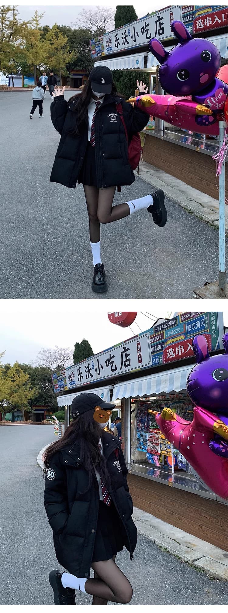 학원 스타일 검정색 쇼트 스타일 면 의류 여성 작은 키 겨울 2026 새로운 폭발 두꺼운 면 옷 얼굴 외 복 재킷 상세 이미지 16