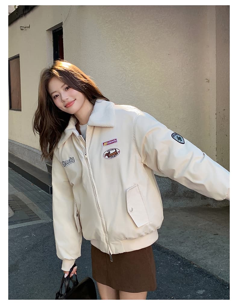 실사 한국 스타일 플리스 면 의류 여성 2026 새로운 겨울 한 부서 캐주얼 보온 면 옷 재킷 두꺼움 재킷 상세 이미지 26
