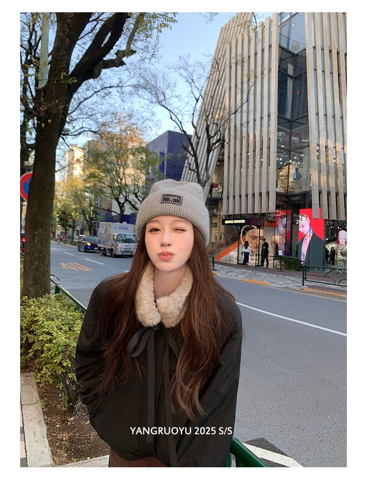 new empire26 겨울 새로운 디자인 센스 작은 대중 맨위 모피 칼라 두꺼운 검정색 꽃밭 면 의류 여성 코트 상세 이미지 8