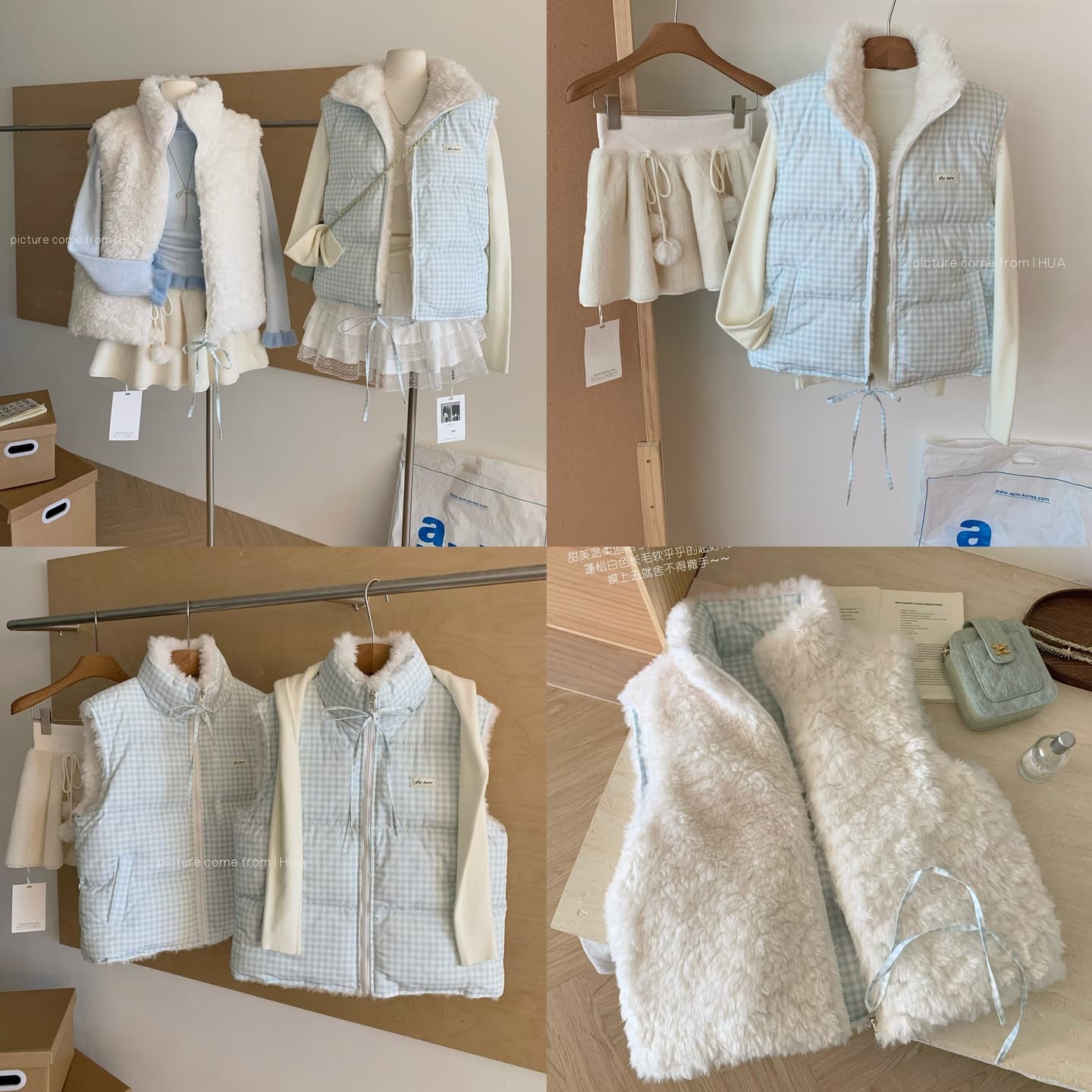 theture 첫 눈 달콤한 섬 아래 면화 의류 베스트 여성 코트 스탠드 칼라 두꺼운 보온 가을 겨울 체크무늬 조끼 상세 이미지 10