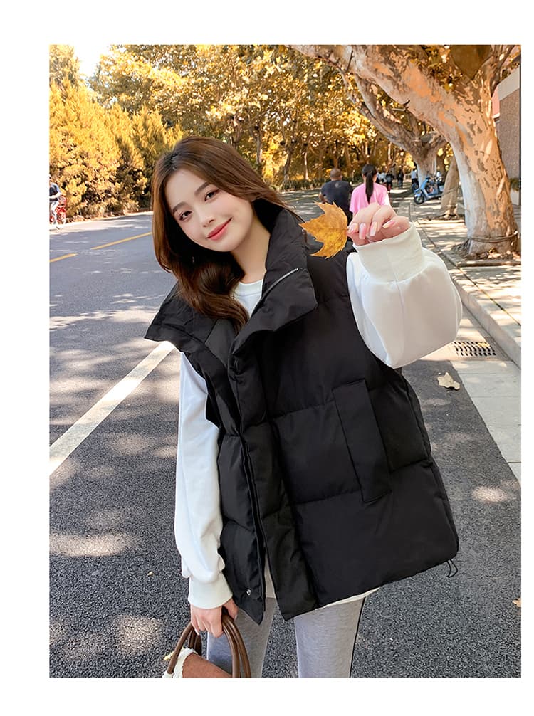 실사 조끼 여자 가을 겨울 새로운 한국 스타일 루즈핏 다용도 다운 코튼 조끼 조끼 어깨 외출용 쇼트 스타일 재킷 상세 이미지 17