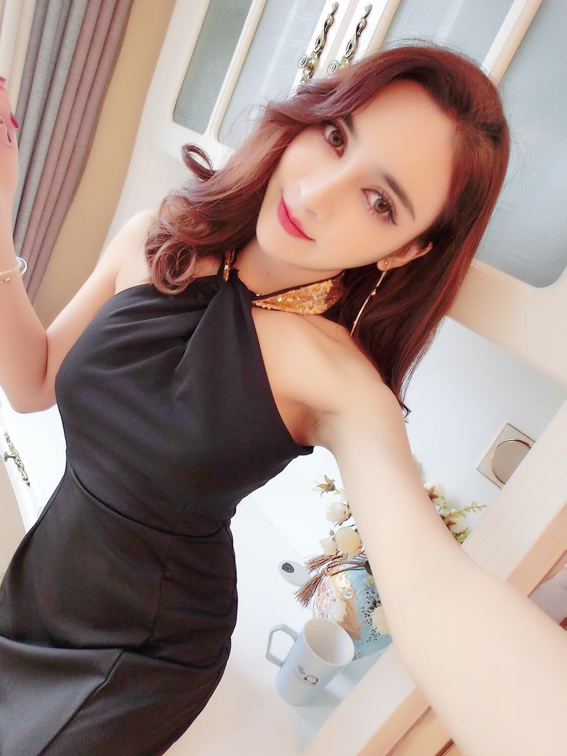 모델 실사 이브닝 드레스 롱 코트 행침 목 백리스 예복 연례 회의 몸매 가꾸기 트임 이브닝 드레스 작은 드레스 치마 상세 이미지 25