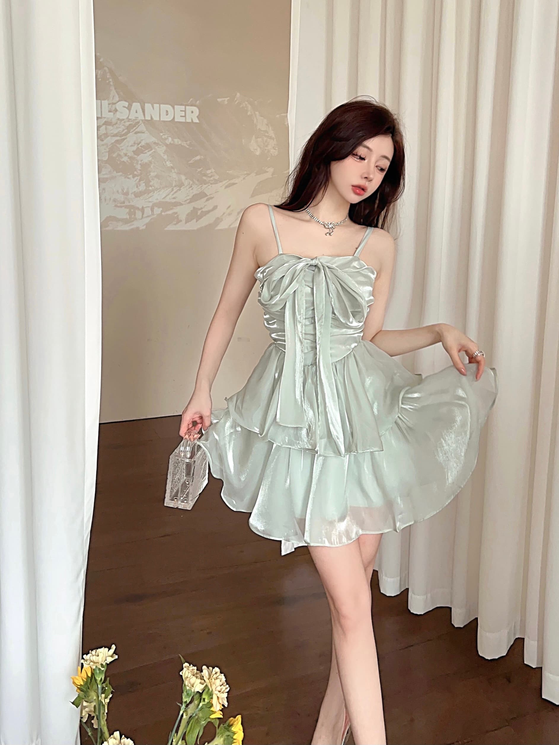 실사 물 녹색 품격 슈퍼 요정 좋은 플래시 민소매 오즈의 마법사 드레스