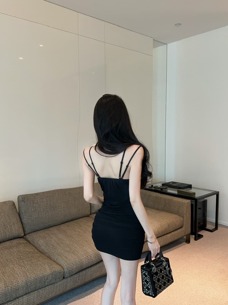 실사 섹시함 낮은 가슴 망사 타이트 스커트 드레스 복장 쇼트 스타일 상세 이미지 14