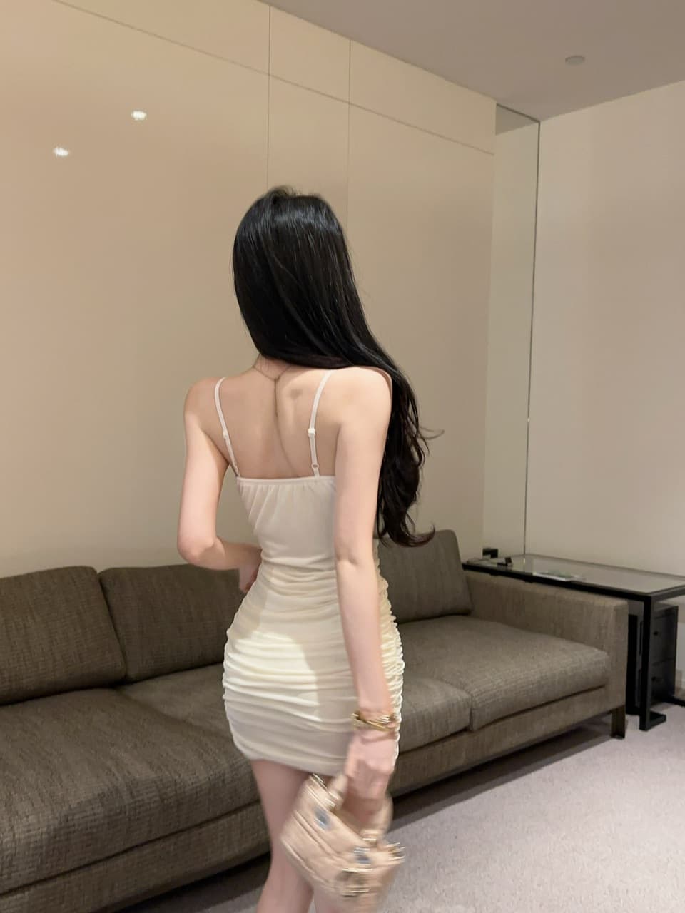 실사 섹시함 낮은 가슴 꽃 패치워크 망사 타이트 스커트 슬립 드레스 상세 이미지 19