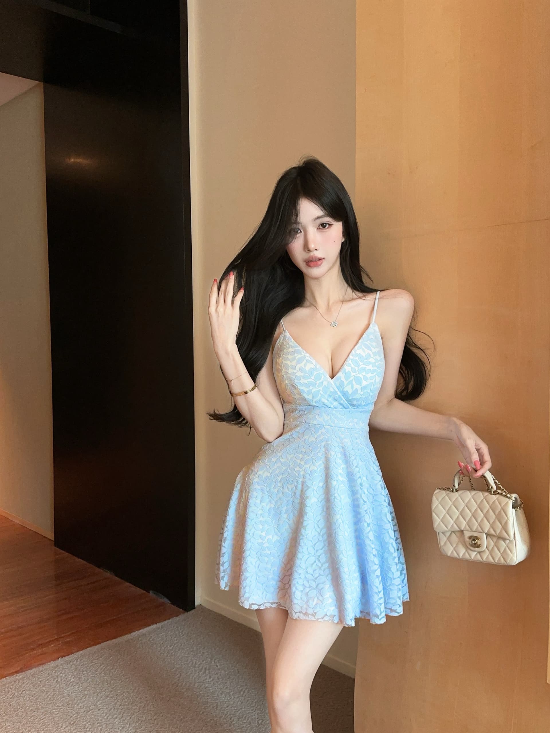 실사 섹시함 슬립 레이스 쇼트 스타일 드레스 복장 상세 이미지 14