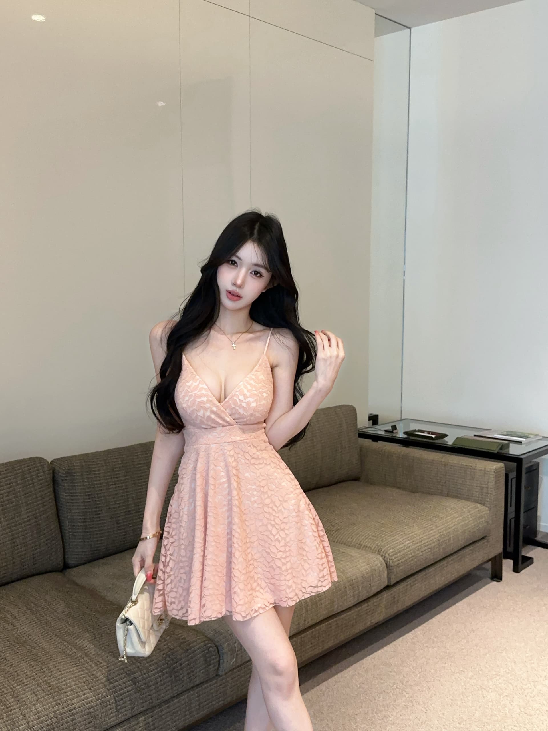 실사 섹시함 슬립 레이스 쇼트 스타일 드레스 복장 상세 이미지 22