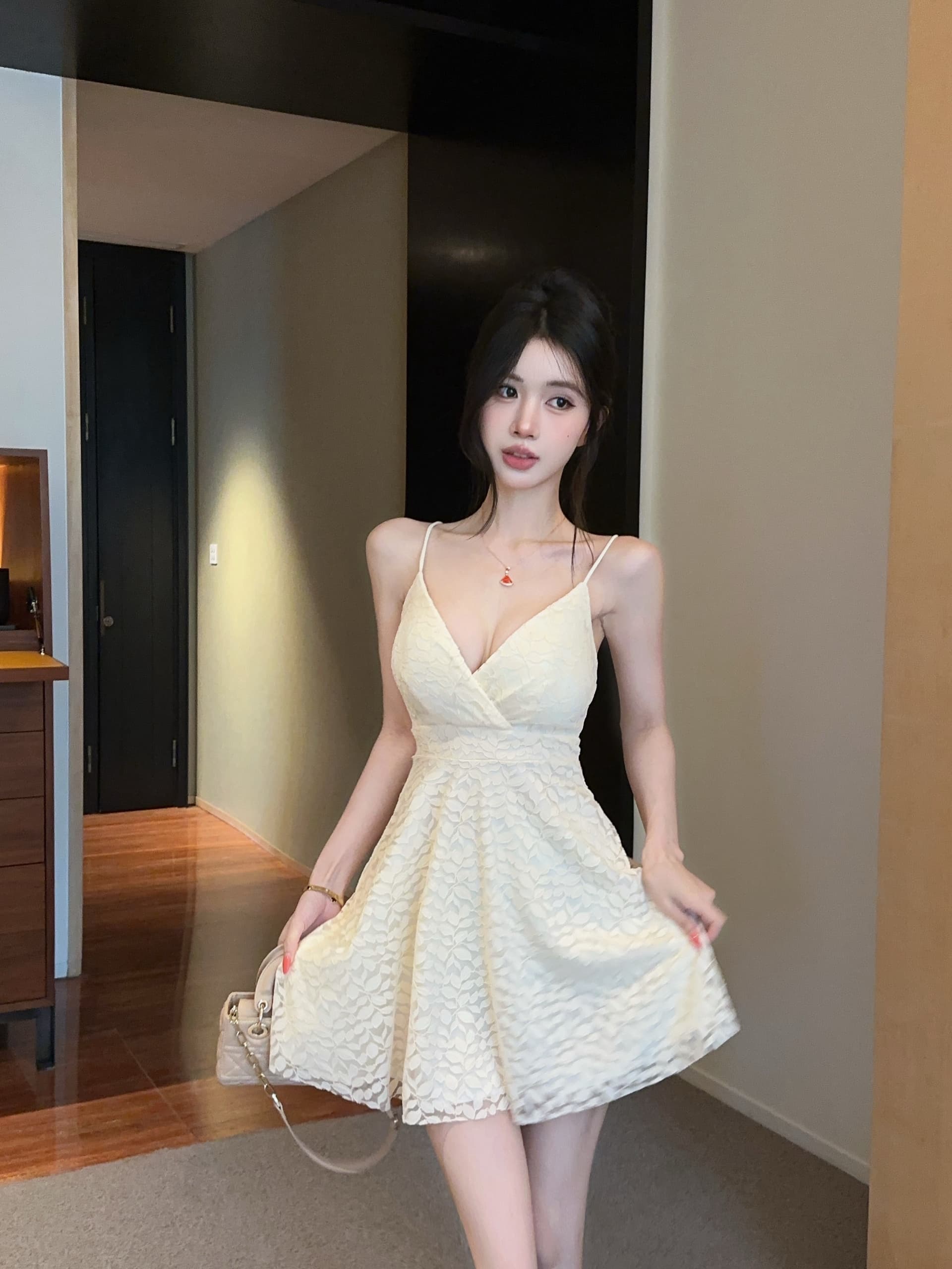 실사 섹시함 슬립 레이스 쇼트 스타일 드레스 복장 상세 이미지 34