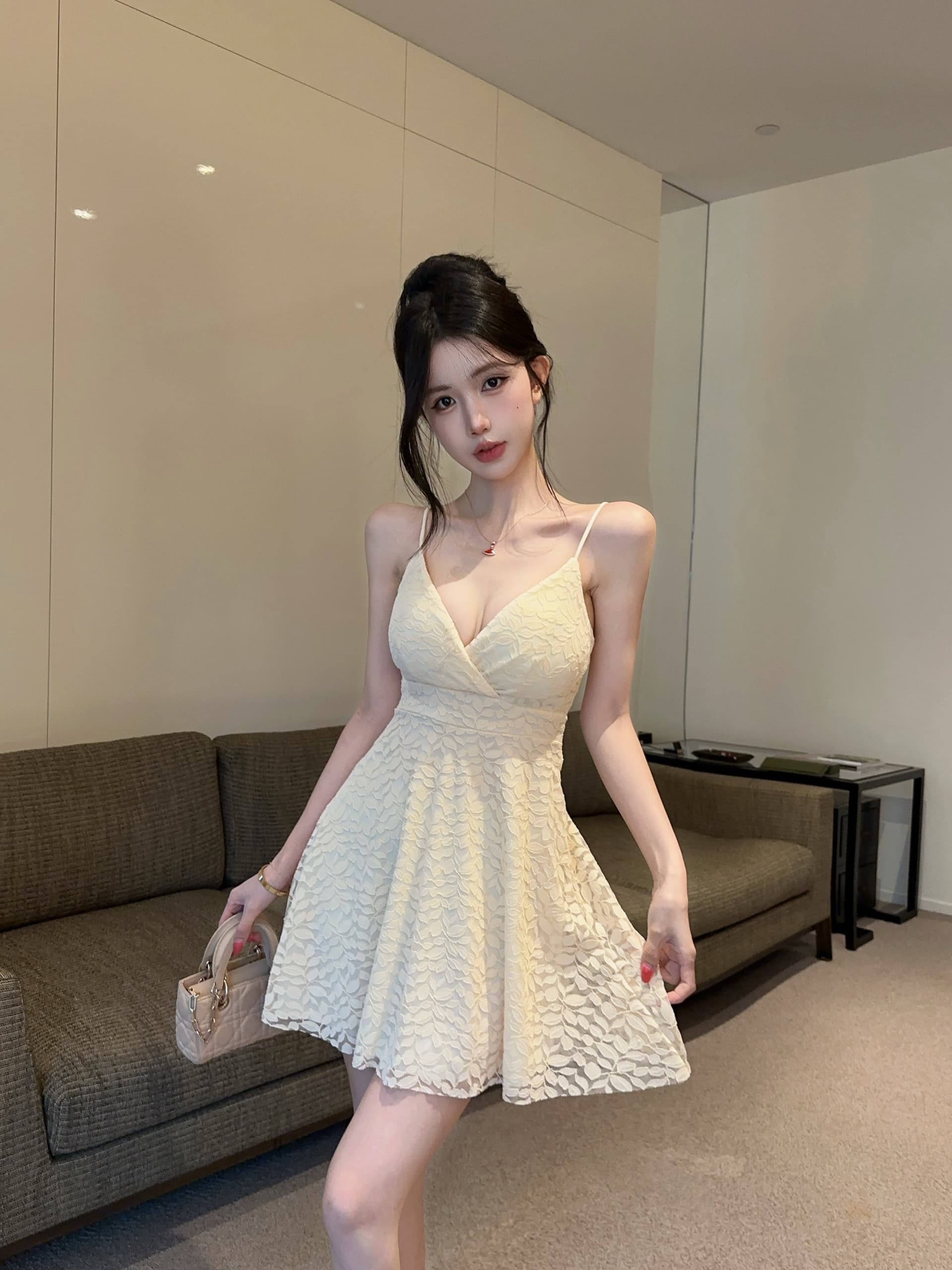 실사 섹시함 슬립 레이스 쇼트 스타일 드레스 복장 상세 이미지 36