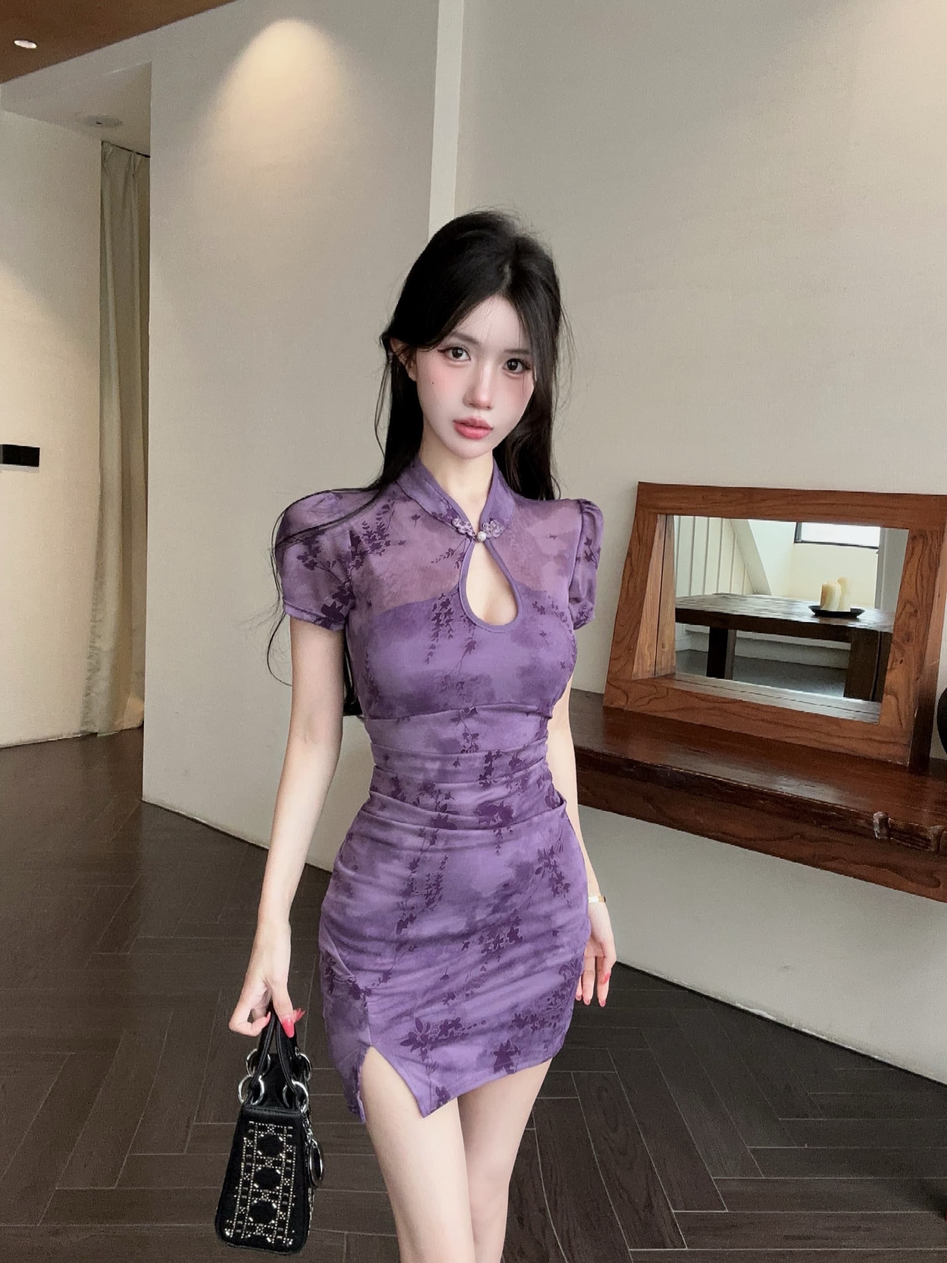 실사 섹시함 망사 패치워크 타이트 스커트 드레스 복장 상세 이미지 22