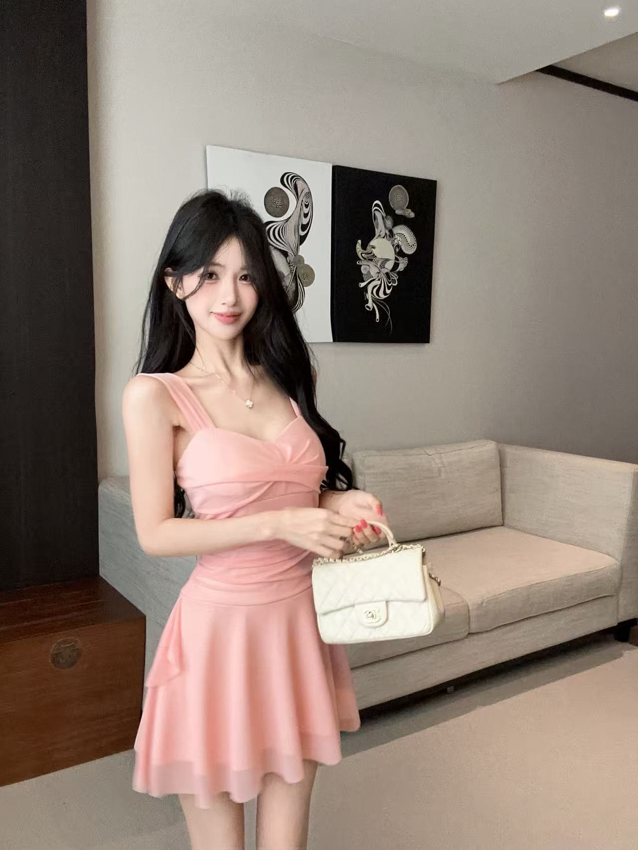 실사 섹시함 망사 큰 진자 조끼 스커트 상세 이미지 23
