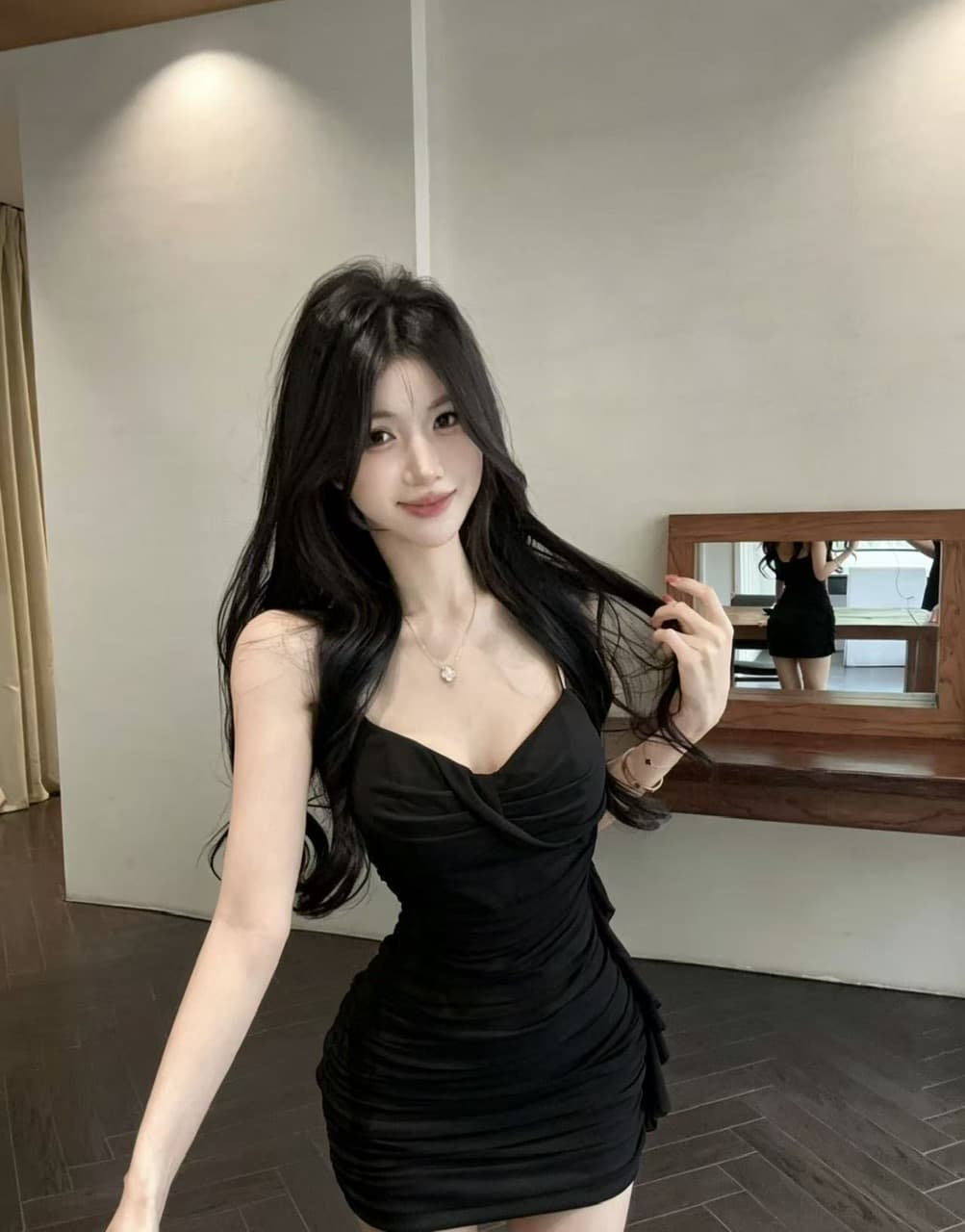 실사 섹시함 낮은 가슴 쇼트 스타일 망사 슬립 드레스 상세 이미지 12