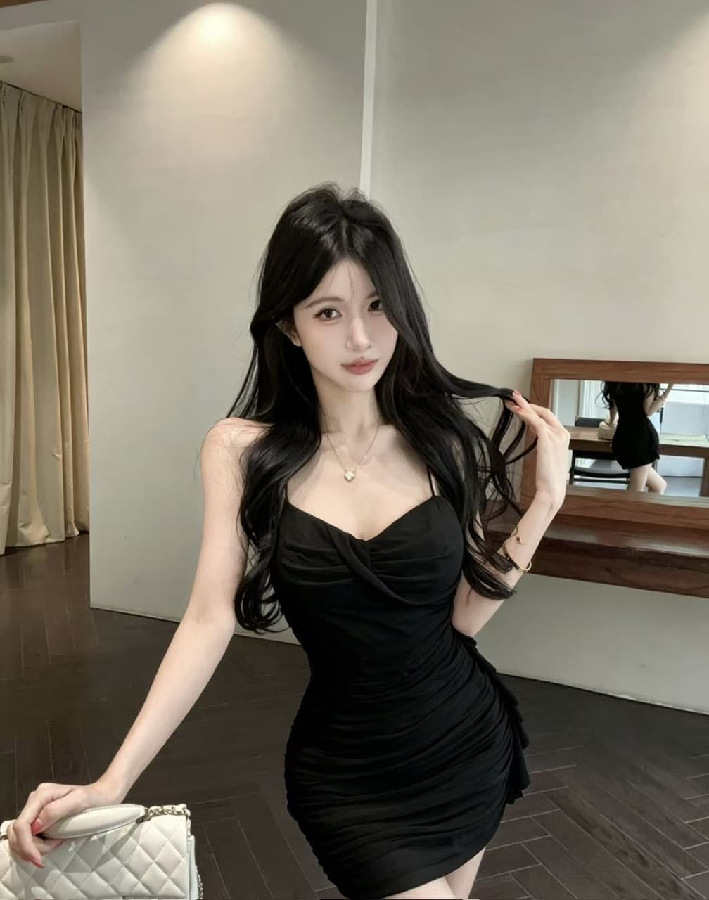 실사 섹시함 낮은 가슴 쇼트 스타일 망사 슬립 드레스 상세 이미지 13