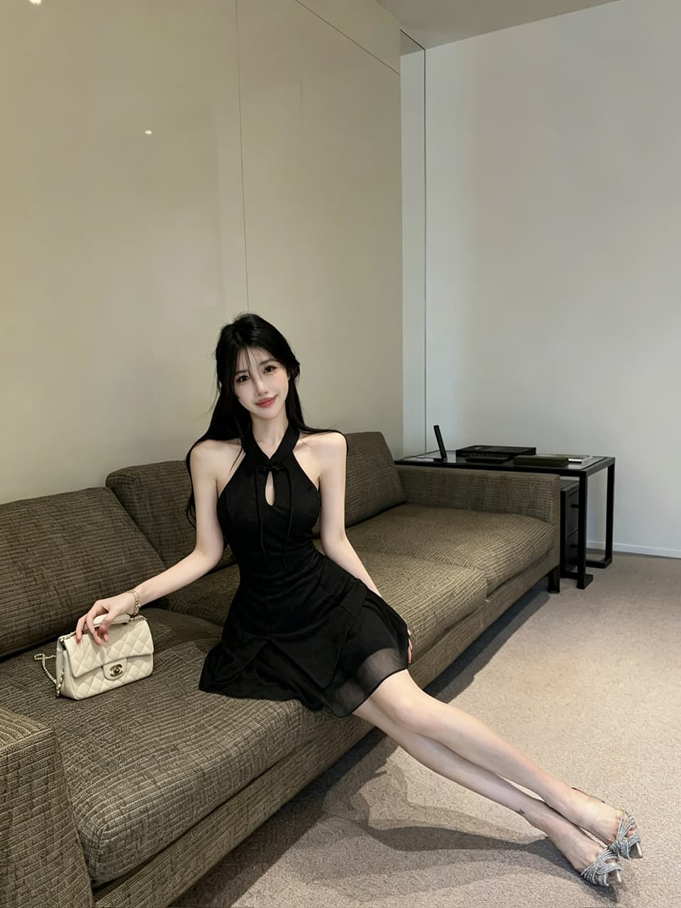 실사 오프숄더 섹시함 개선 레이스 조각 치파오 쇼트 스타일 드레스 상세 이미지 10
